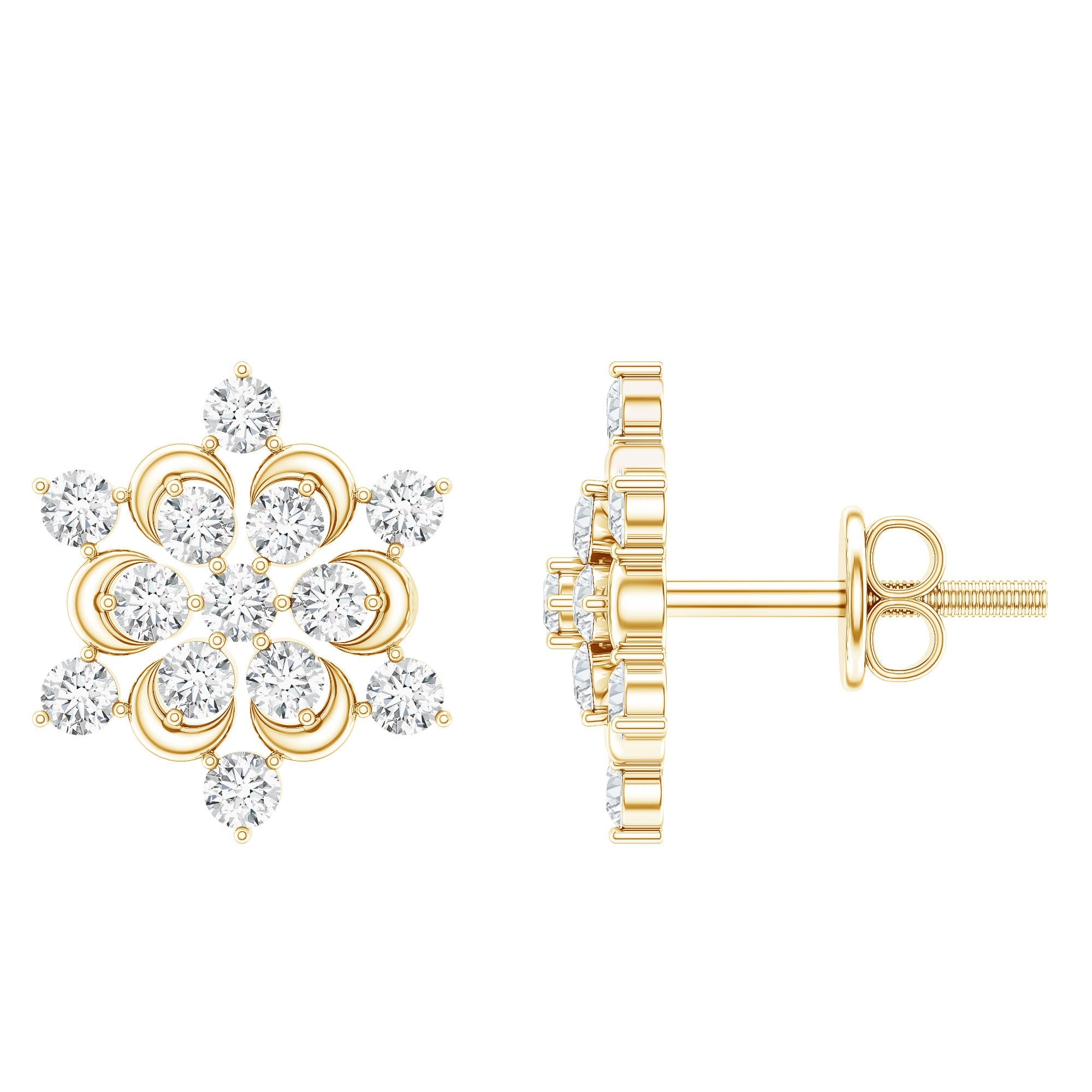Certified Diamond Snowflake Stud Earrings | Earrings | Wiccan Center