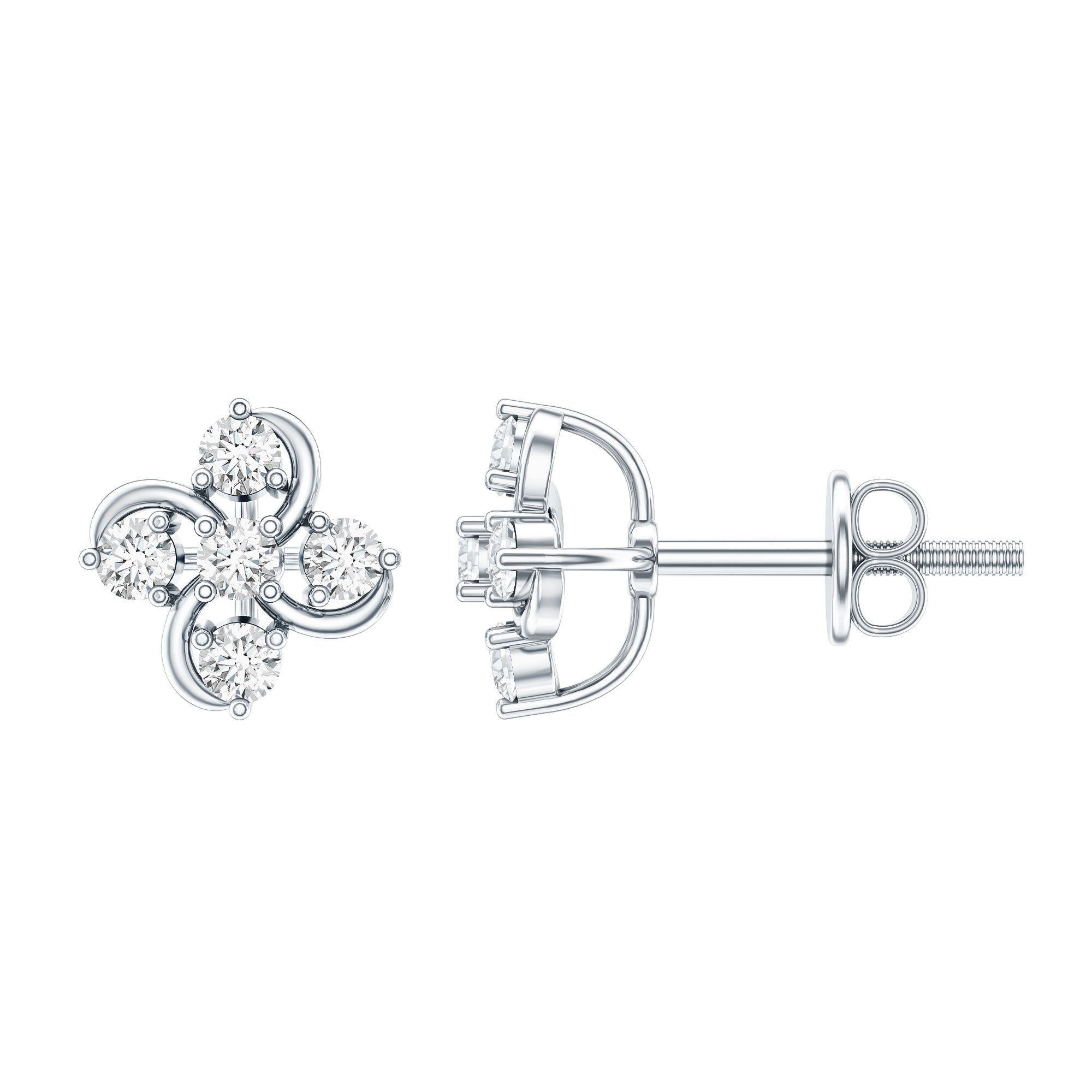 Diamond Flower Cluster Earrings For Women