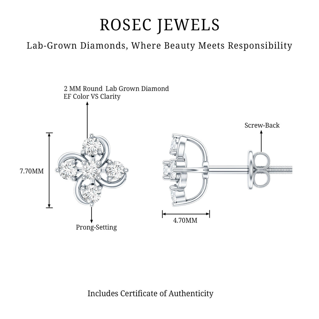 Diamond Flower Cluster Earrings For Women