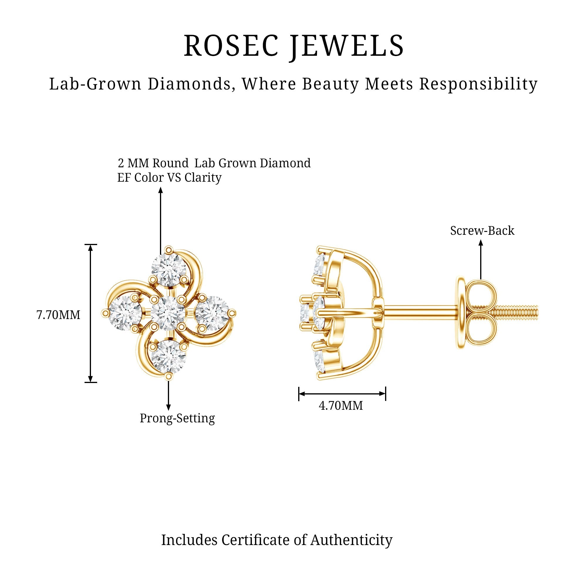 Diamond Flower Cluster Earrings For Women