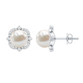 Cultured Pearl Stud Earrings With Diamond