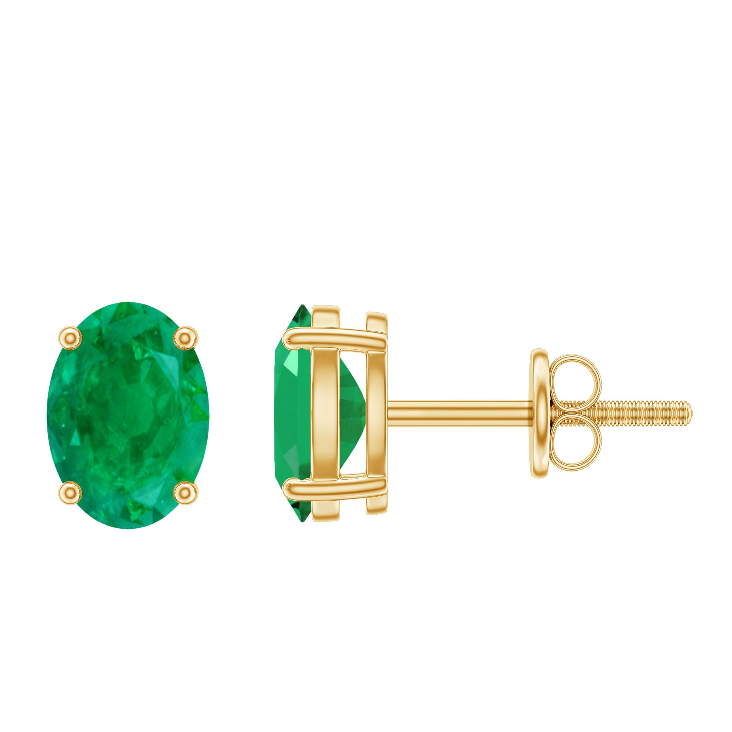 1.43 Carat Oval Shape Emerald Stud Earrings for Women | Earrings | Wiccan Center