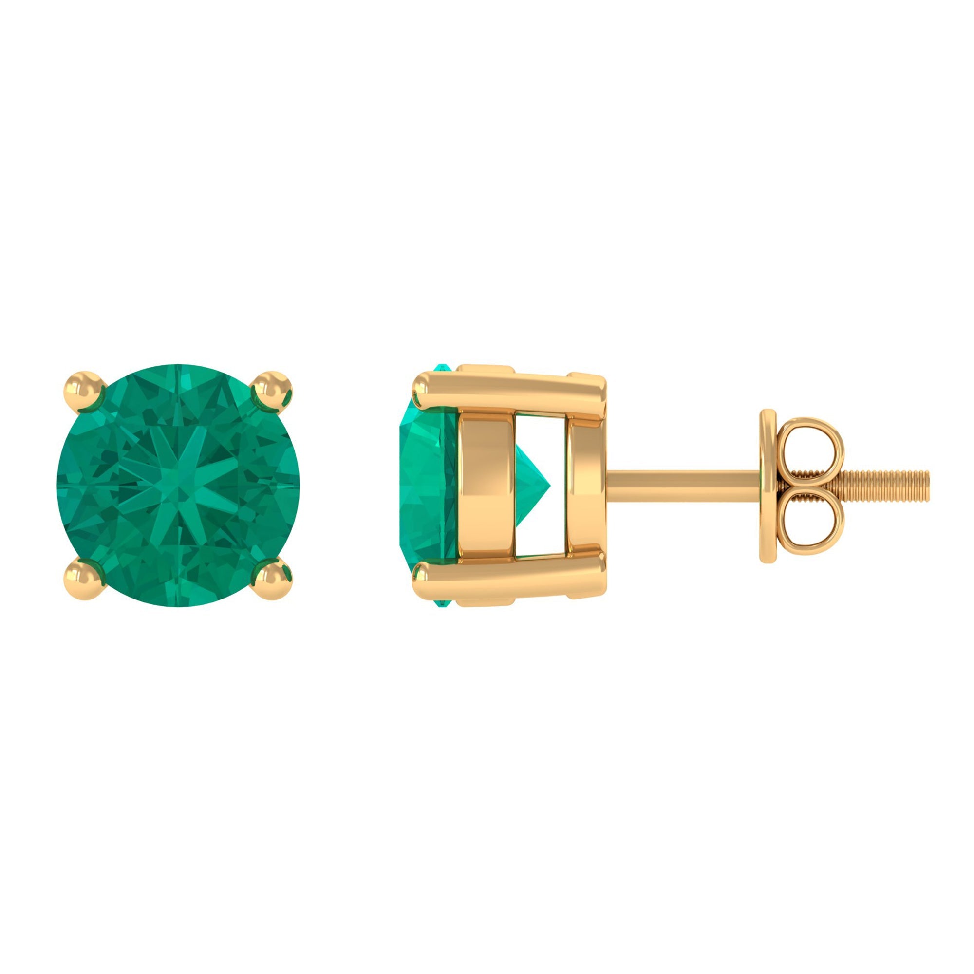 Round Cut 5 MM Real Emerald Stud Earrings | Earrings | Wiccan Center