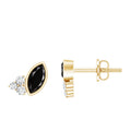 Marquise Cut Black Spinel Stud Earrings with Diamonds