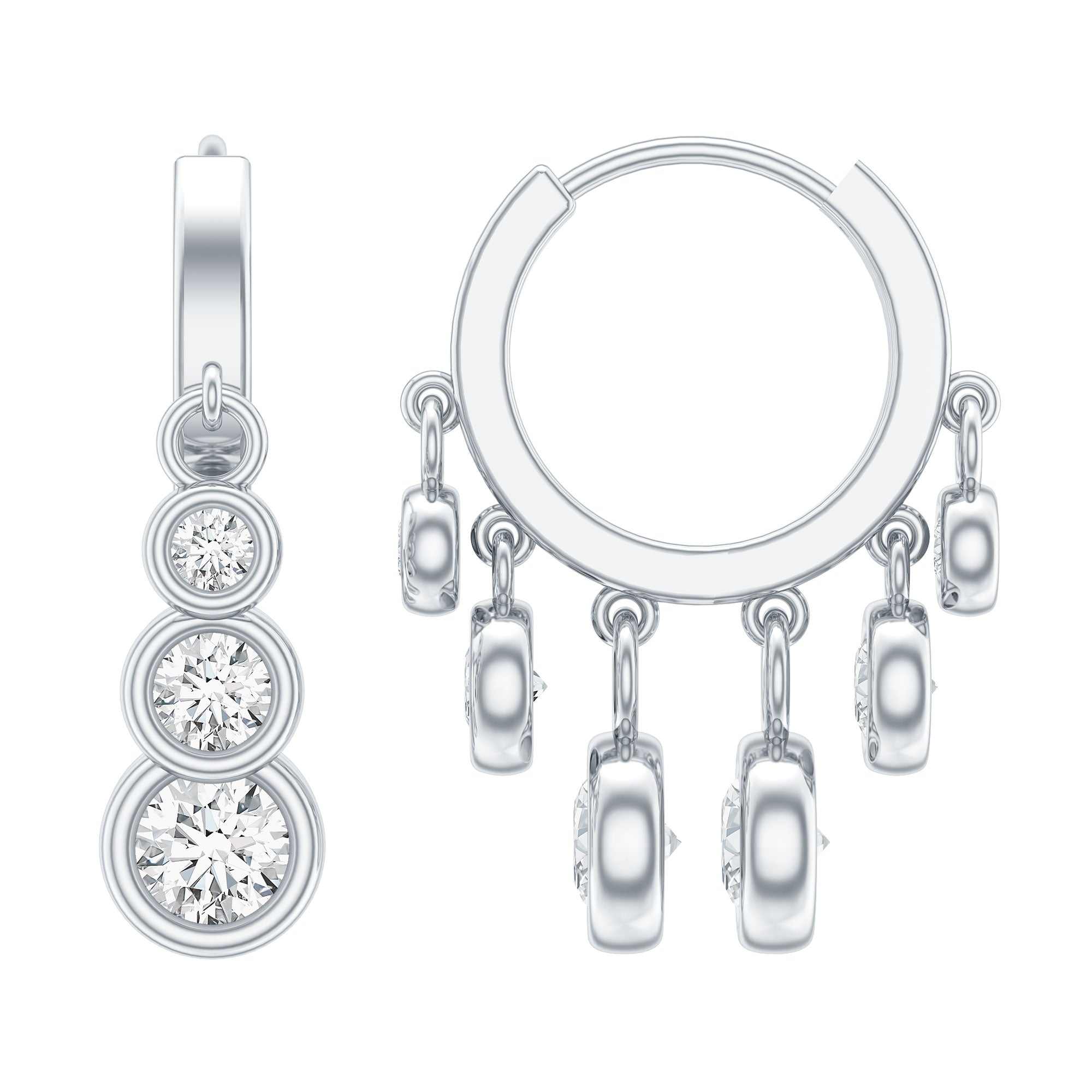 Certified Bezel Set Moissanite Hoop Dangle Earrings | Earrings | Wiccan Center