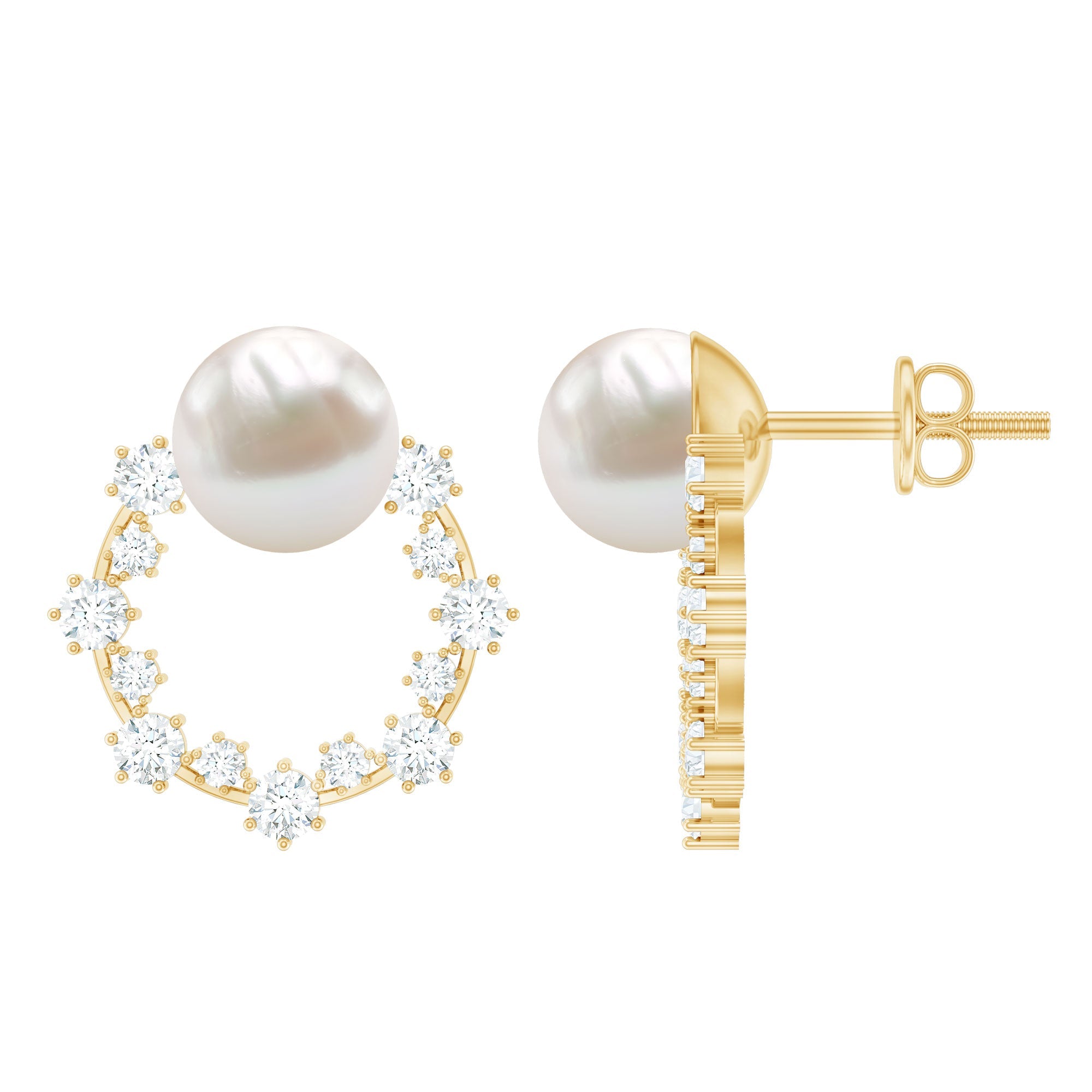 Real Freshwater Pearl and Diamond Bridal Stud Earrings | Earrings | Wiccan Center