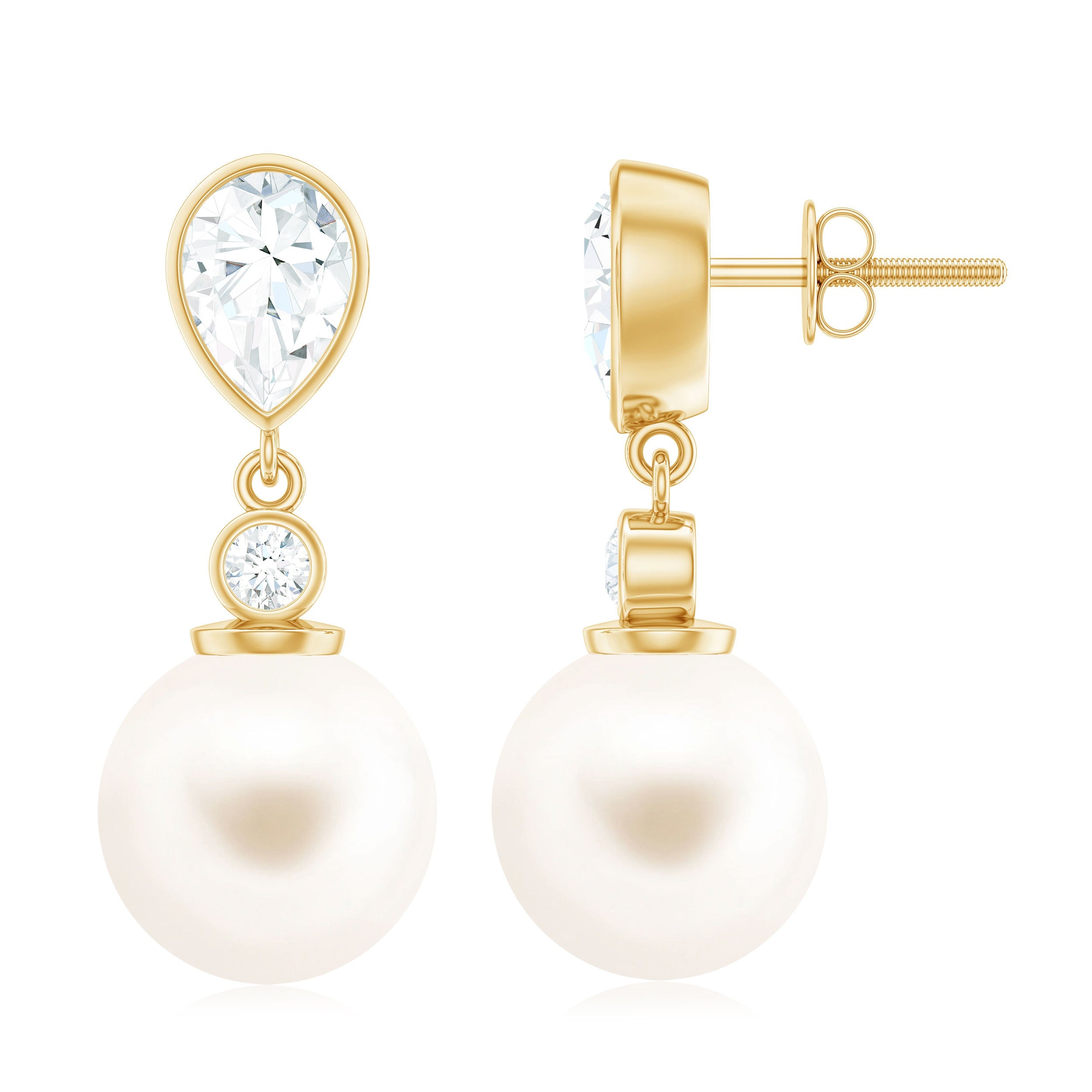 Real Freshwater Pearl and Moissanite Drop Earrings | Earrings | Wiccan Center