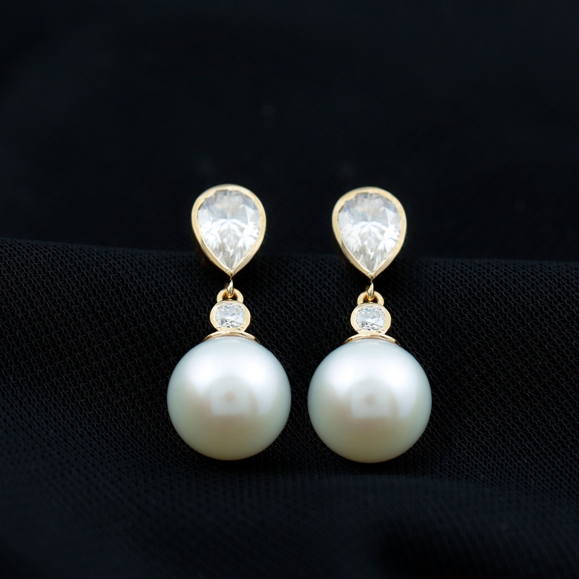 Real Freshwater Pearl and Moissanite Drop Earrings