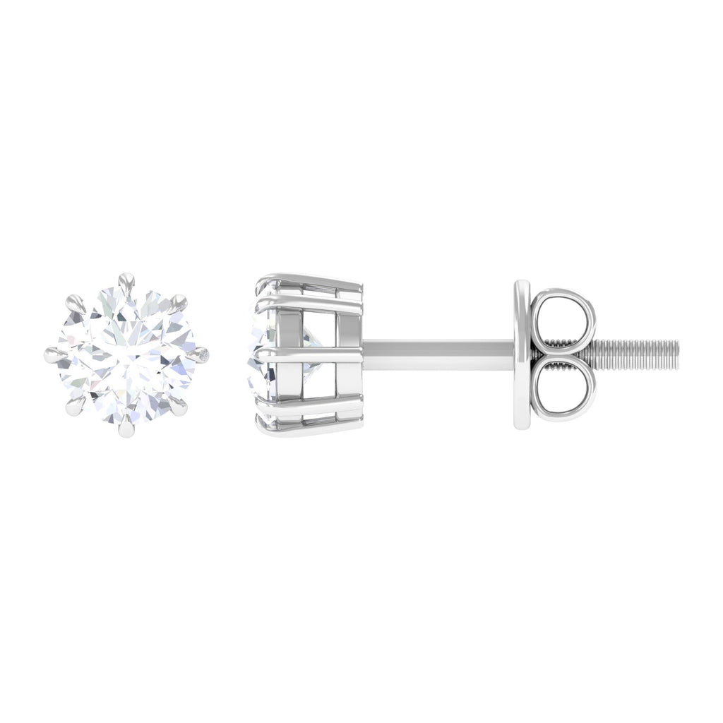 0.5 Carat Natural Diamond Solitaire Stud Earrings in 8 Claw Prong Setting