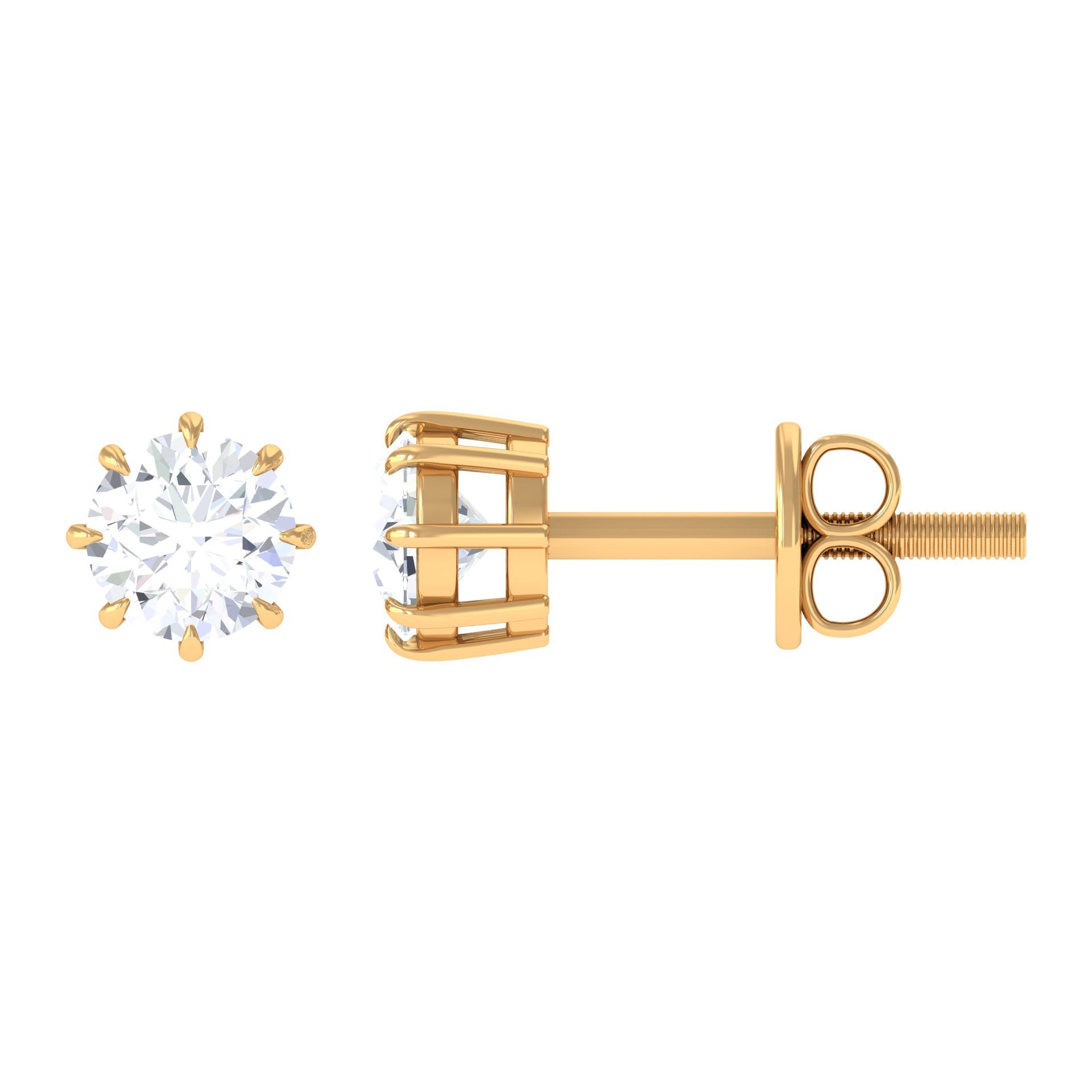 0.5 Carat Natural Diamond Solitaire Stud Earrings in 8 Claw Prong Setting | Earrings | Wiccan Center