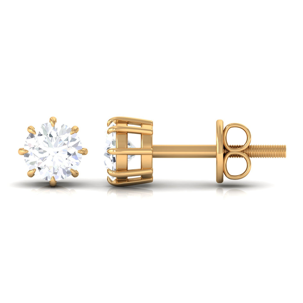 0.5 Carat Natural Diamond Solitaire Stud Earrings in 8 Claw Prong Setting
