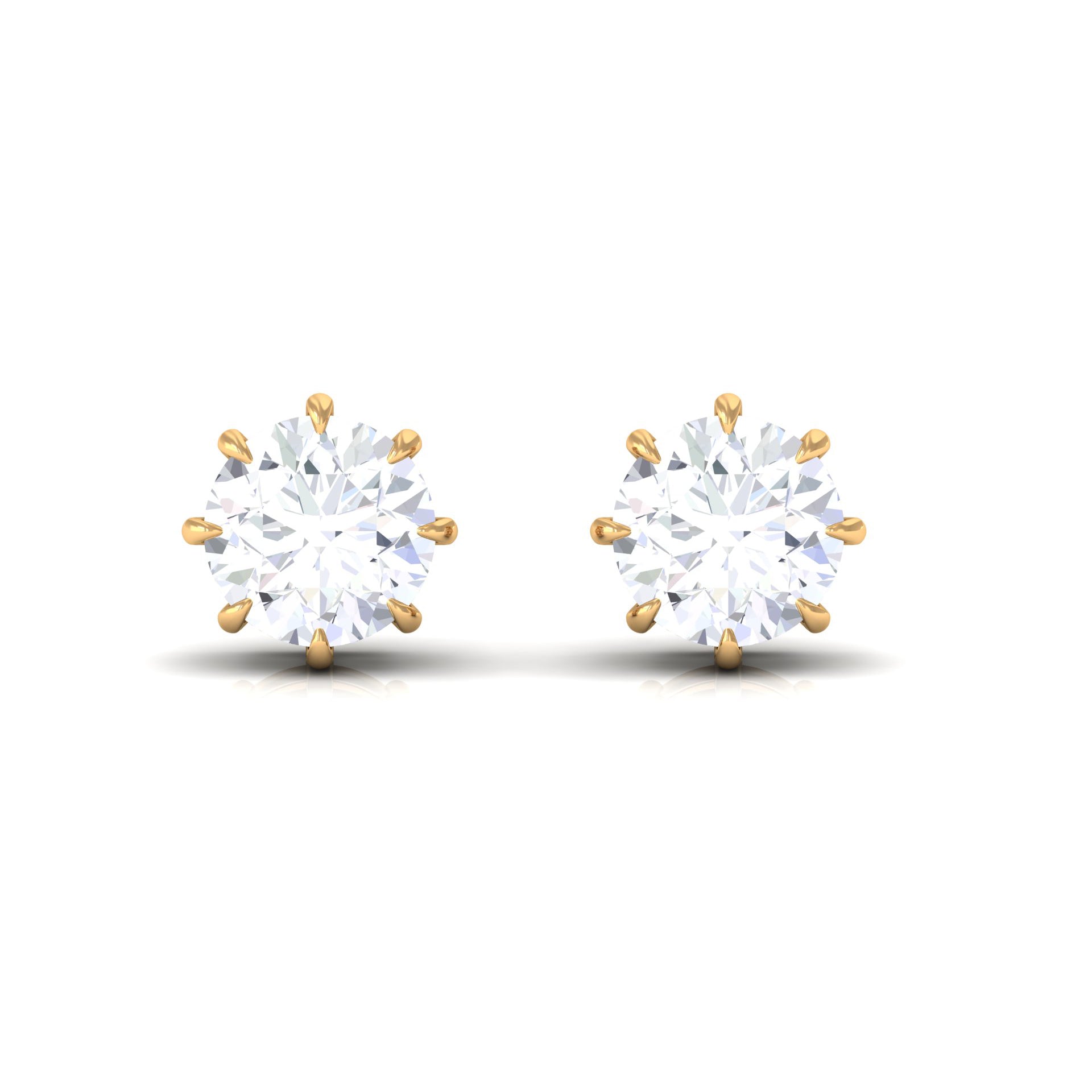 0.5 Carat Natural Diamond Solitaire Stud Earrings in 8 Claw Prong Setting