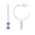 Minimal Tanzanite and Diamond Hoop Drop Earrings