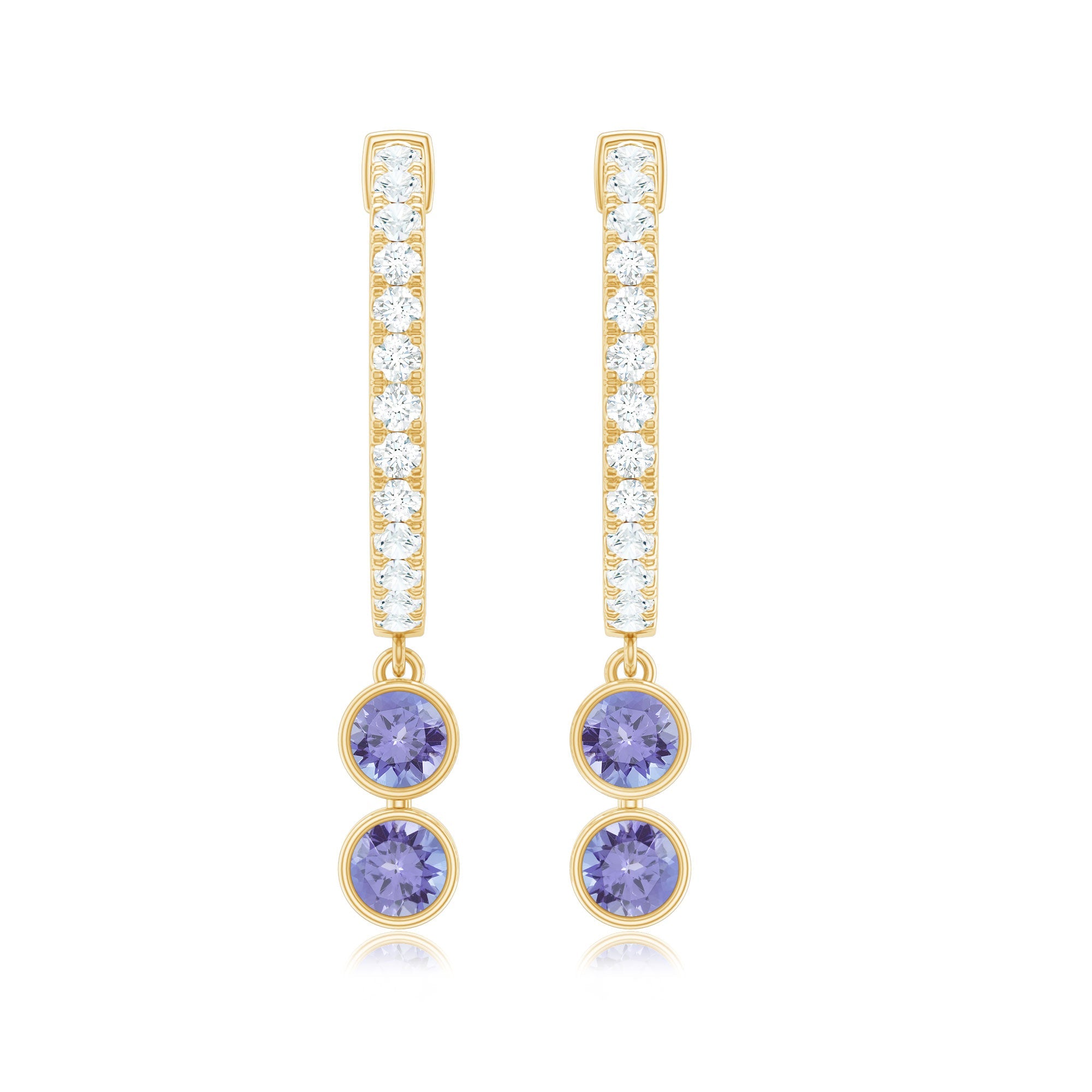 Minimal Tanzanite and Diamond Hoop Drop Earrings