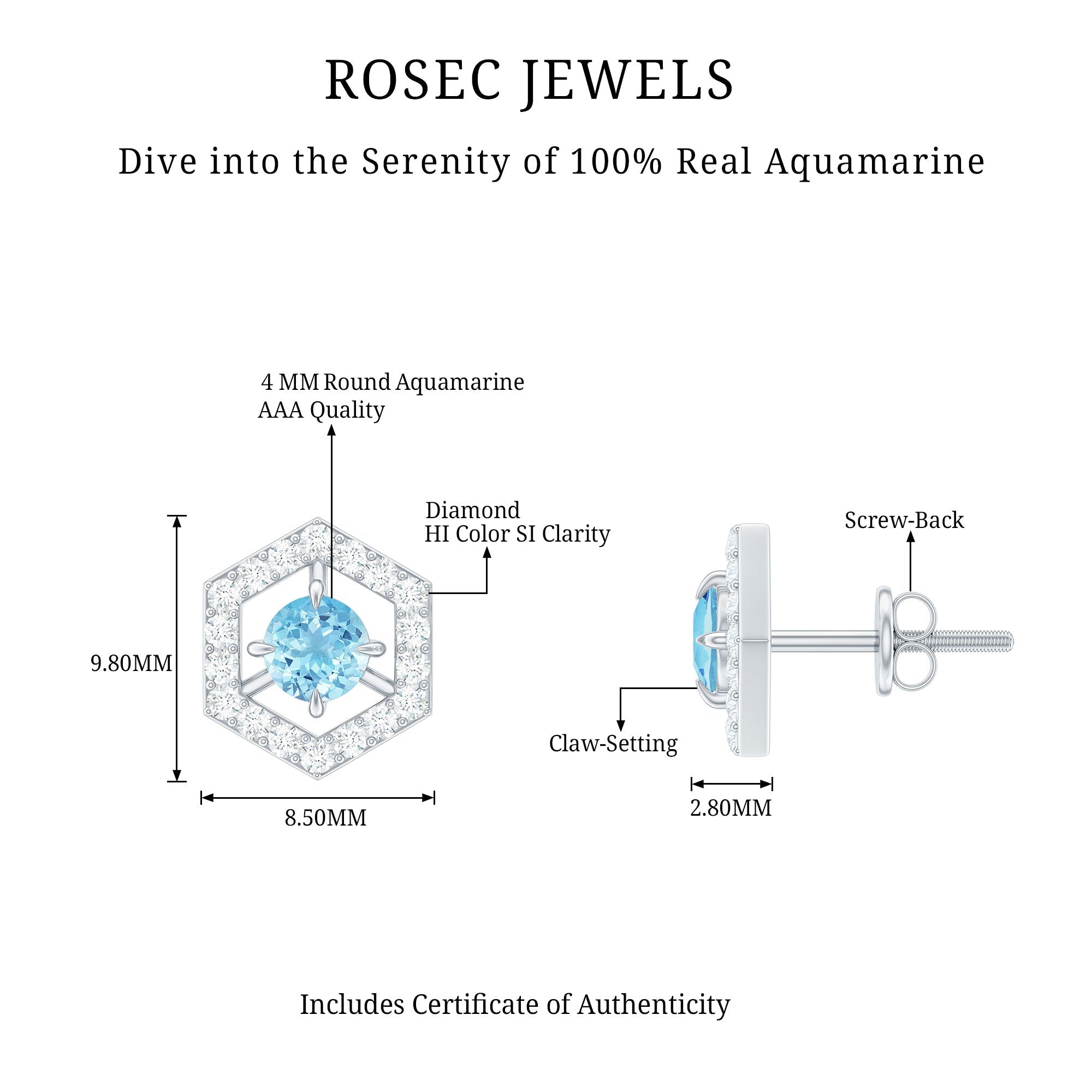 Natural Aquamarine Everyday Earrings with Diamond