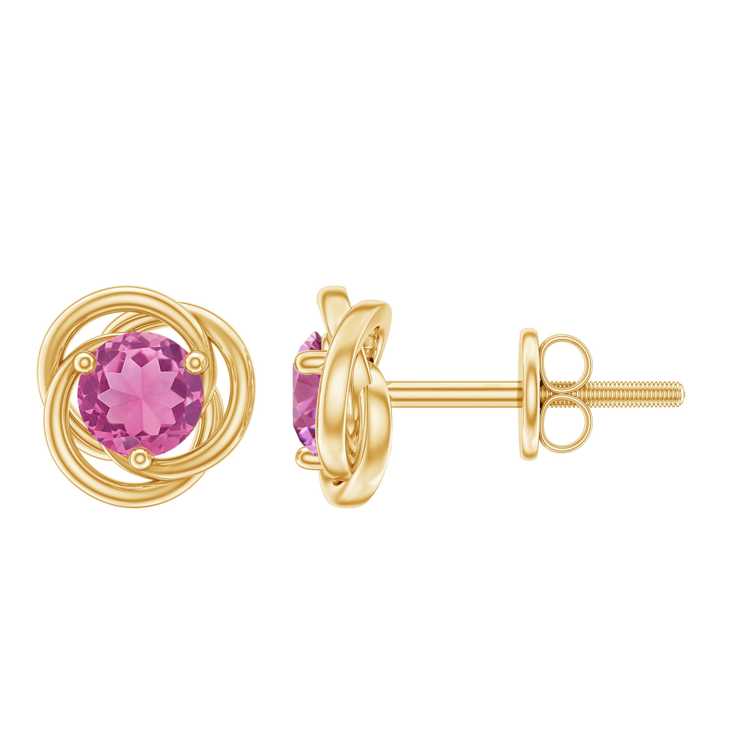 0.9 Carat Solitaire Pink Tourmaline Swirl Stud Earrings | Earrings | Wiccan Center