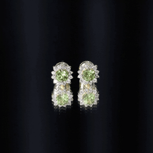1 Carat Peridot Stud Earrings with Diamond Halo | Earrings | Wiccan Center