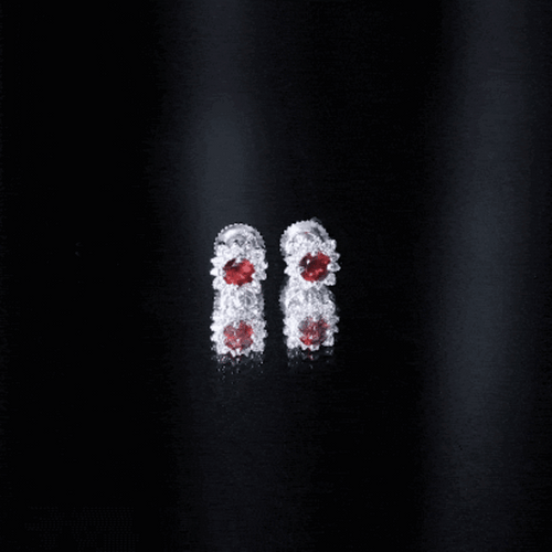 0.6 Carat Garnet Classic Stud Earrings with Diamond Halo | Earrings | Wiccan Center