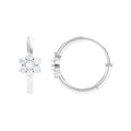 Real Diamond Flower Hoop Earrings for Women