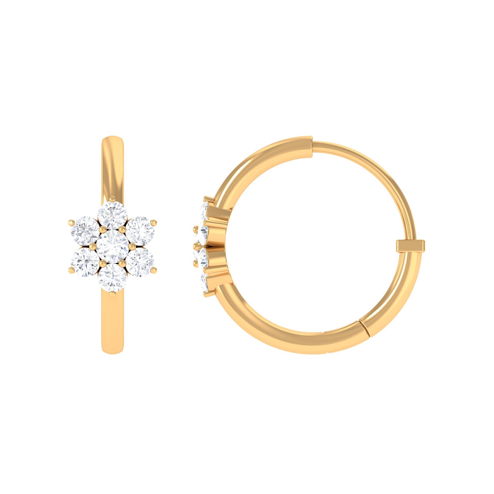 Real Diamond Flower Hoop Earrings for Women | Earrings | Wiccan Center