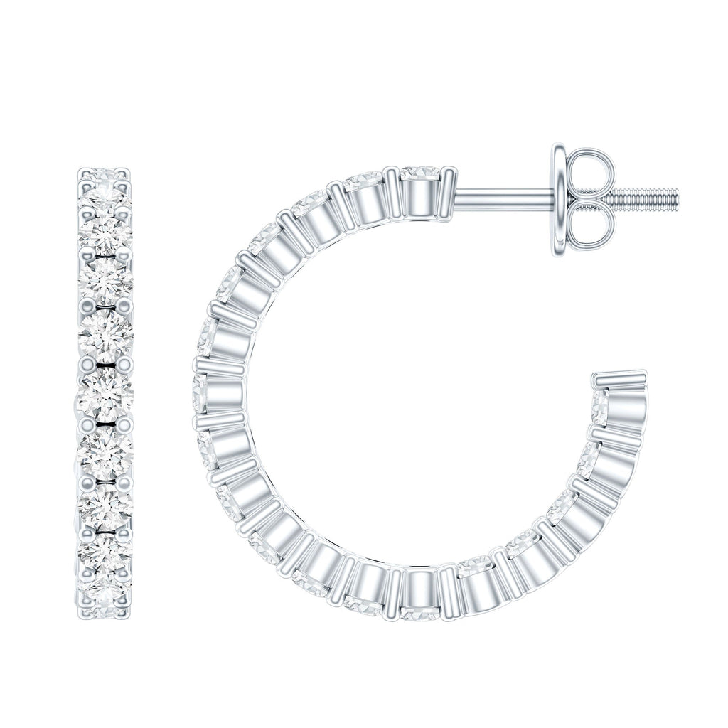 Lab Grown Diamond Hoop Earrings with Screw Back