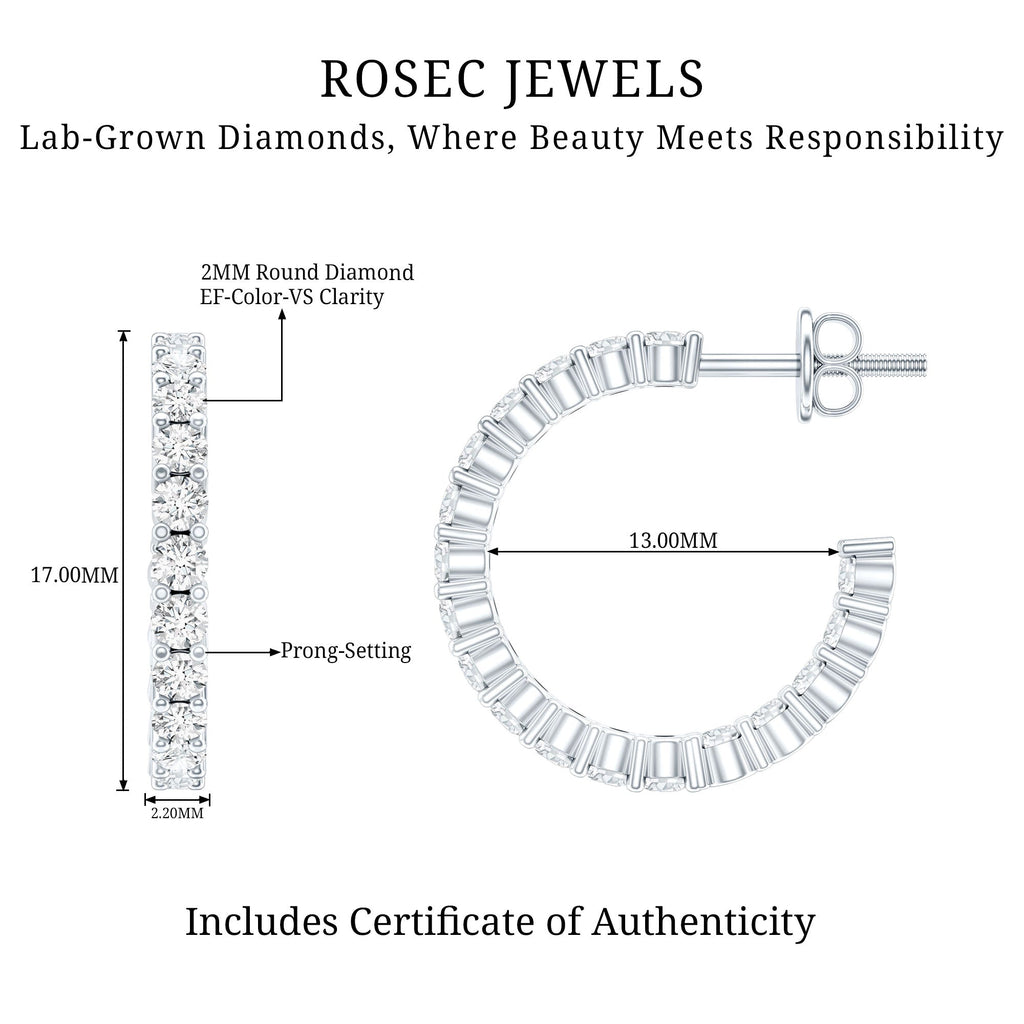 Lab Grown Diamond Hoop Earrings with Screw Back