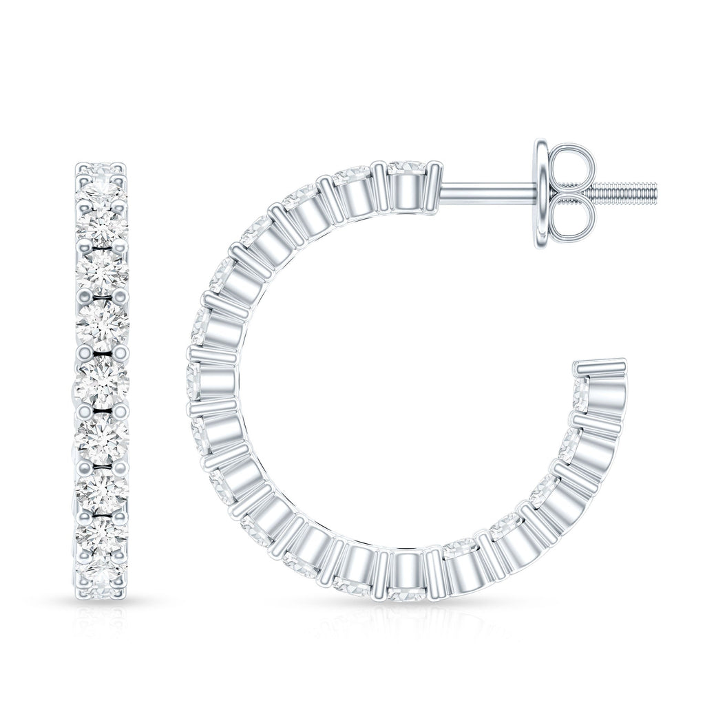 Lab Grown Diamond Hoop Earrings with Screw Back