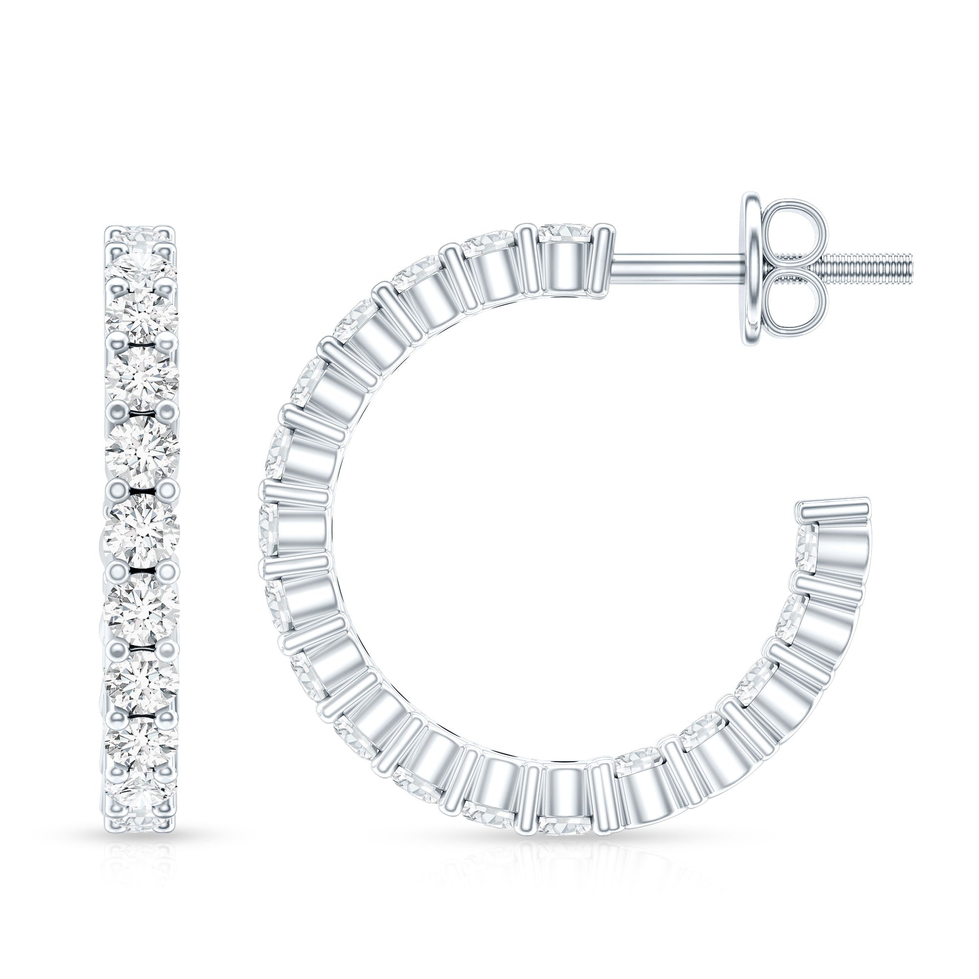 Lab Grown Diamond Hoop Earrings with Screw Back