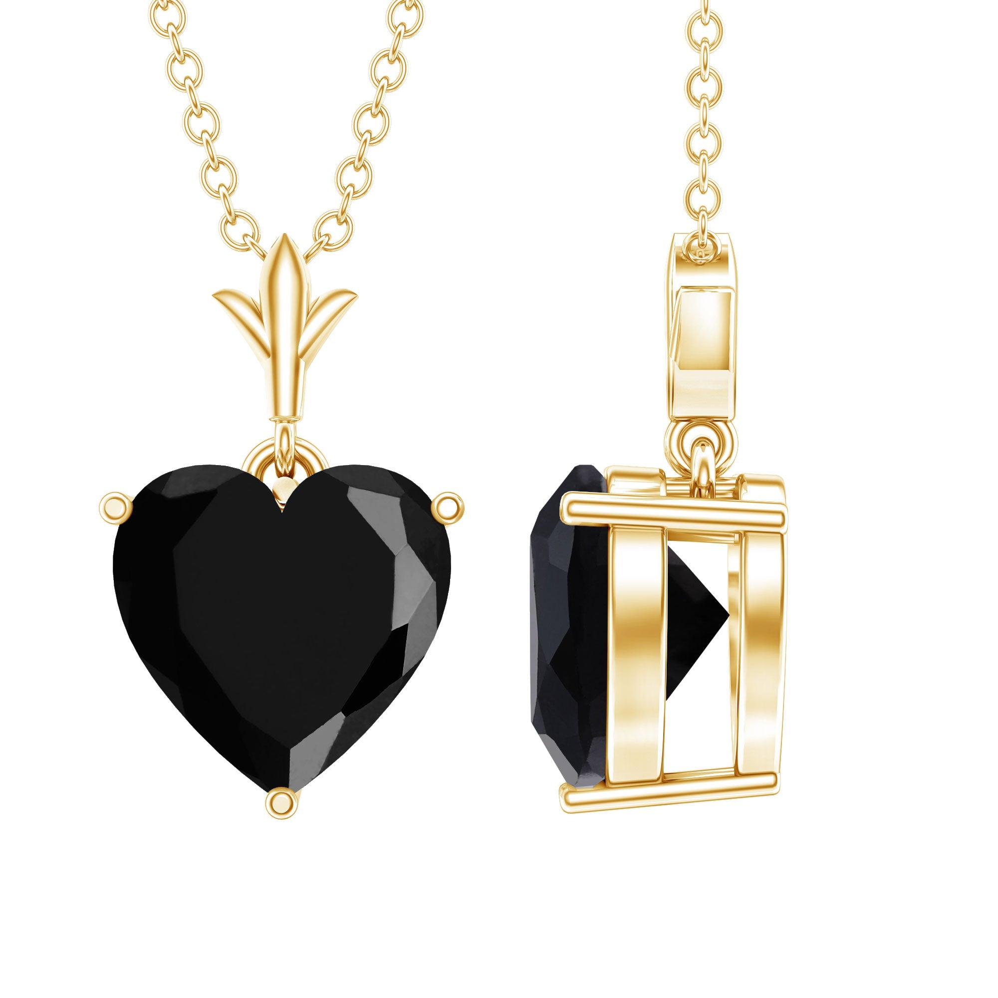 2 CT Heart Shape Black Onyx Solitaire Pendant | Pendants | Wiccan Center