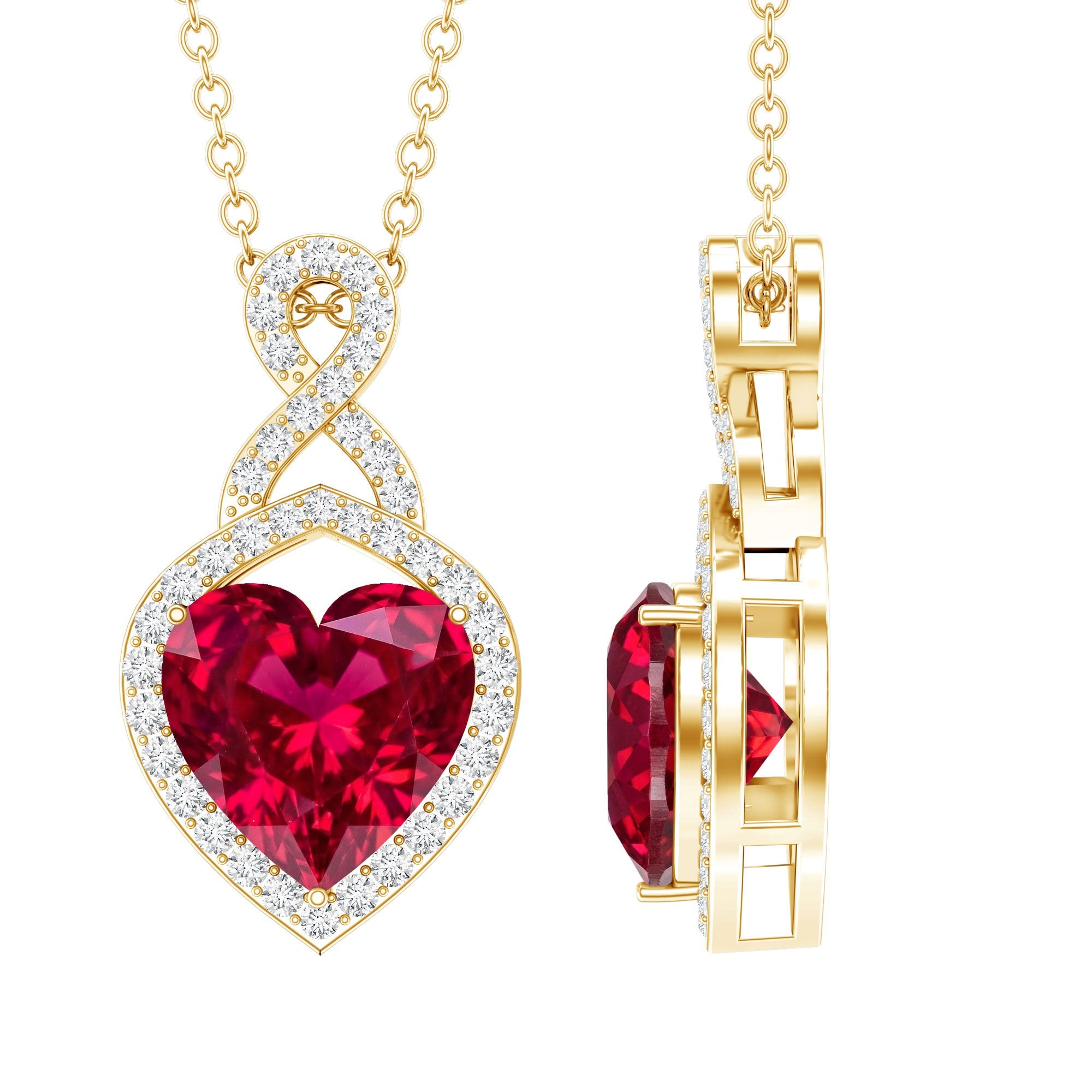 Certified Lab Created Ruby Heart Infinity Necklace With Chain | Pendants | Wiccan Center