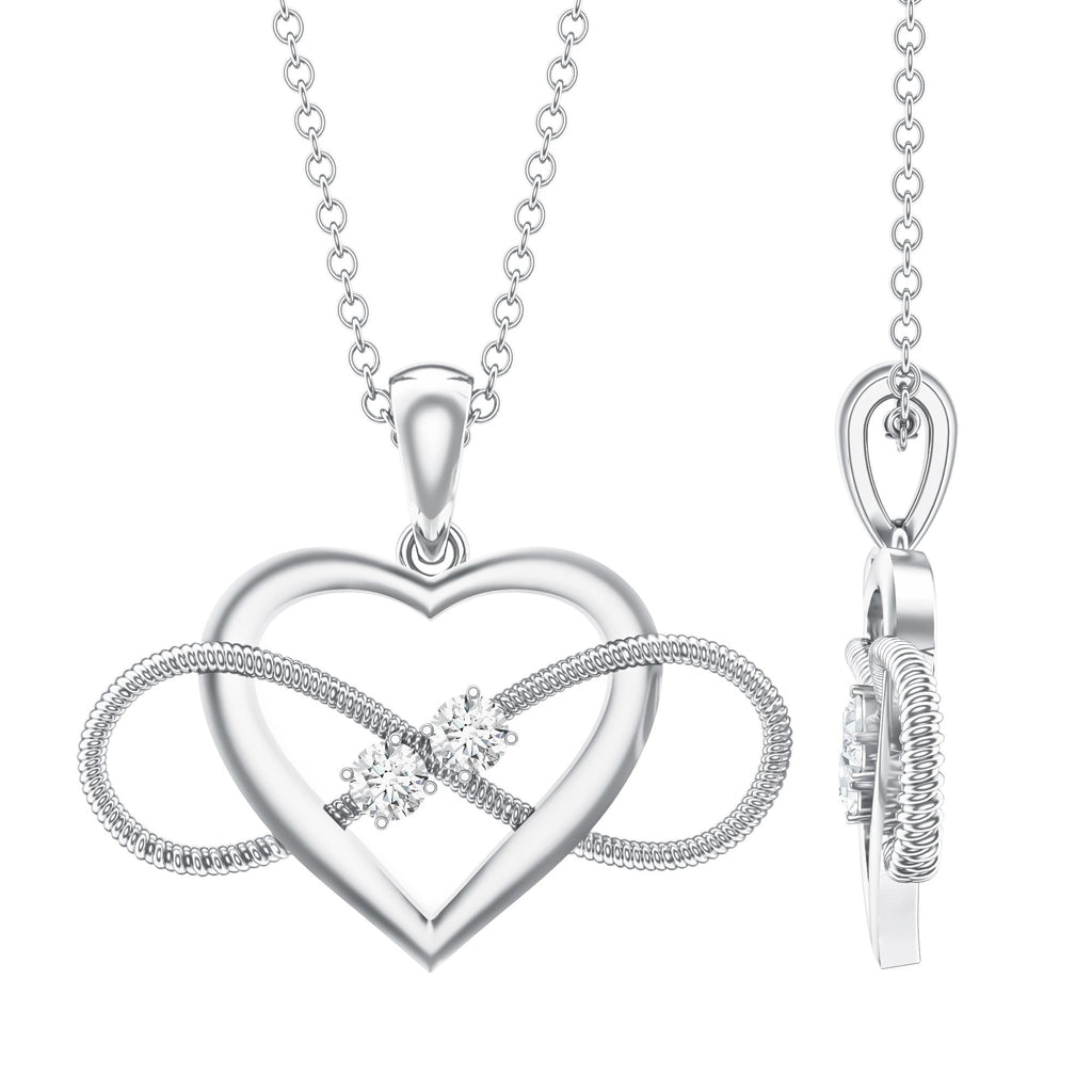 Natural Diamond Infinity Heart Necklace For Her