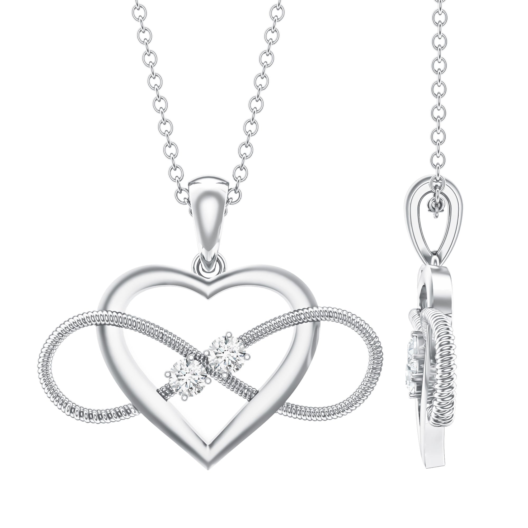 Natural Diamond Infinity Heart Necklace For Her
