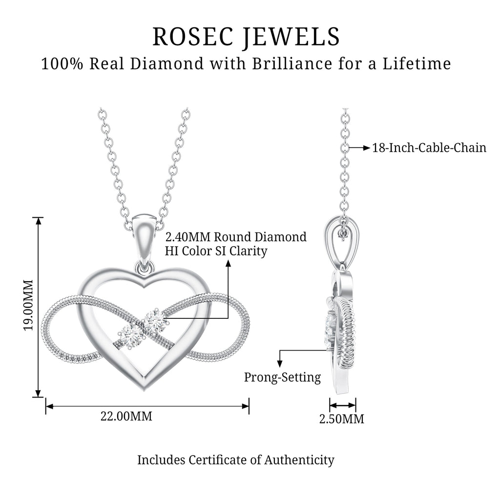 Natural Diamond Infinity Heart Necklace For Her