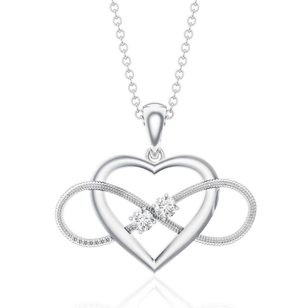 Natural Diamond Infinity Heart Necklace For Her