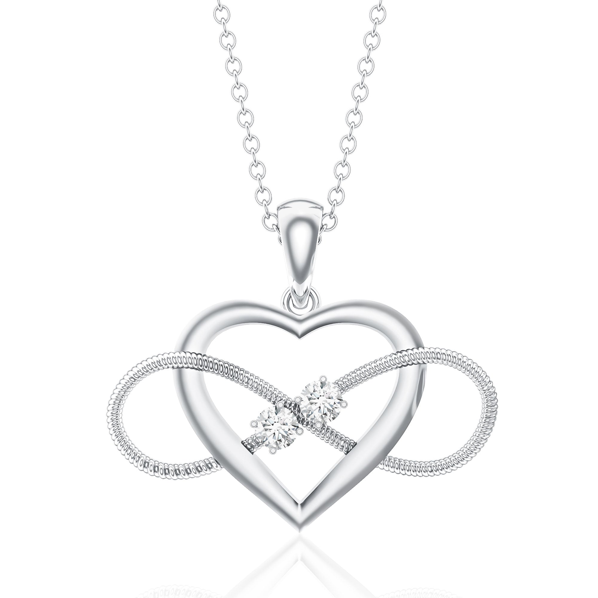Natural Diamond Infinity Heart Necklace For Her