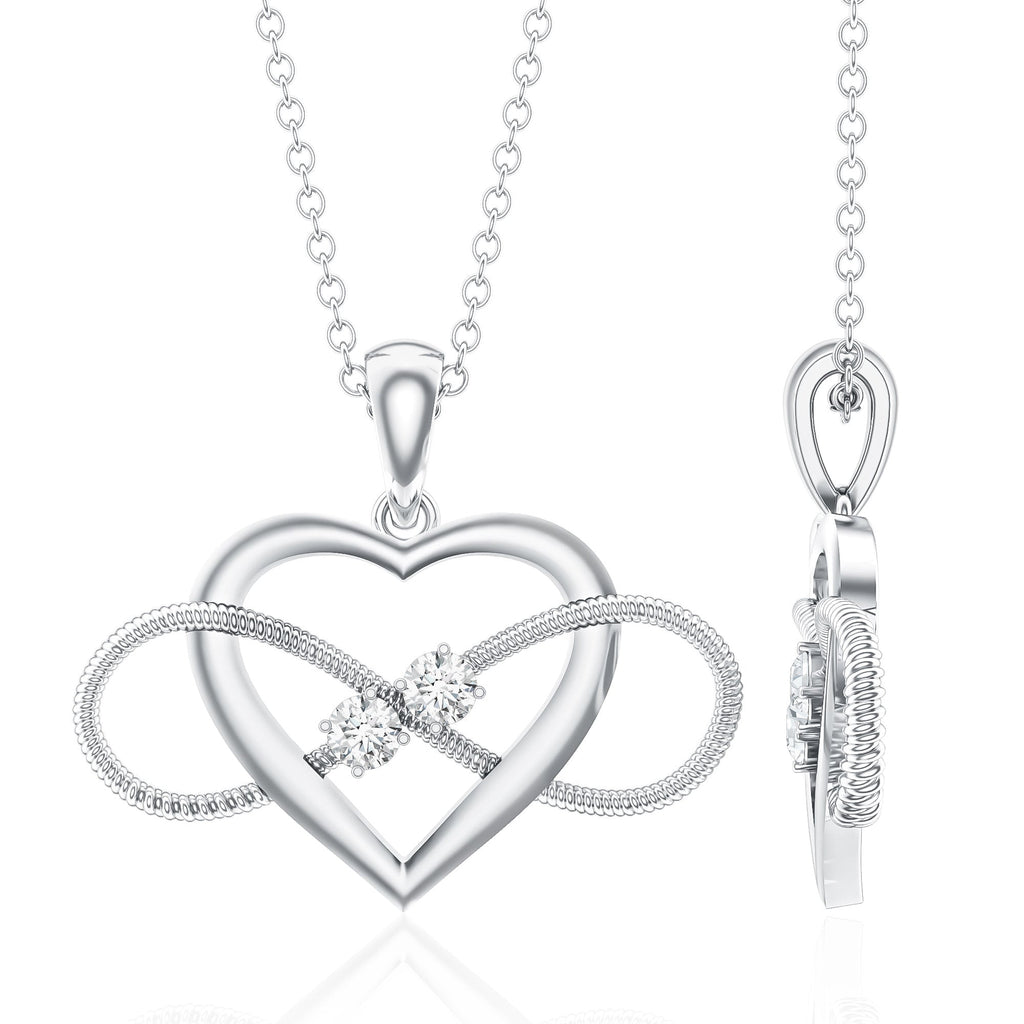 Natural Diamond Infinity Heart Necklace For Her