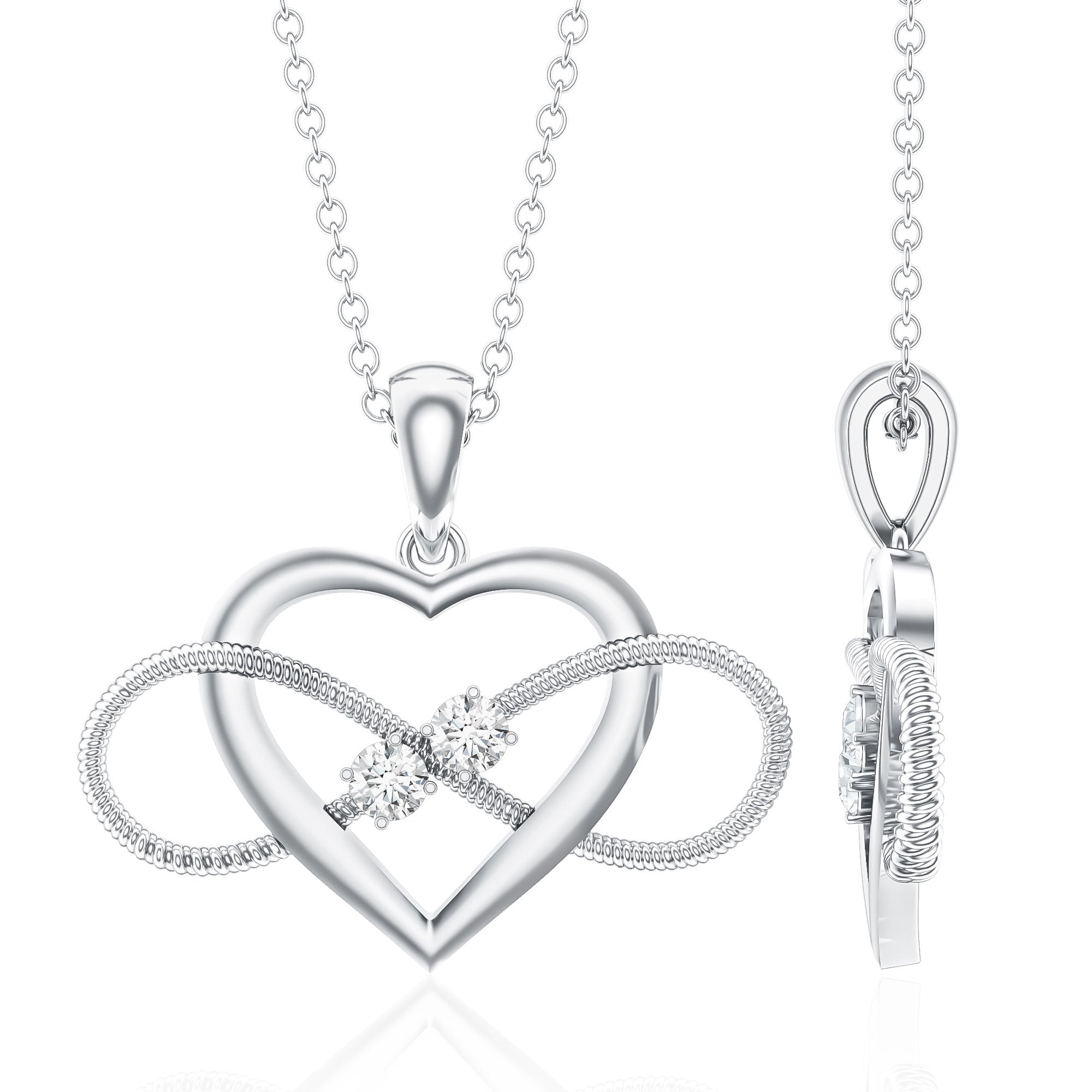 Natural Diamond Infinity Heart Necklace For Her