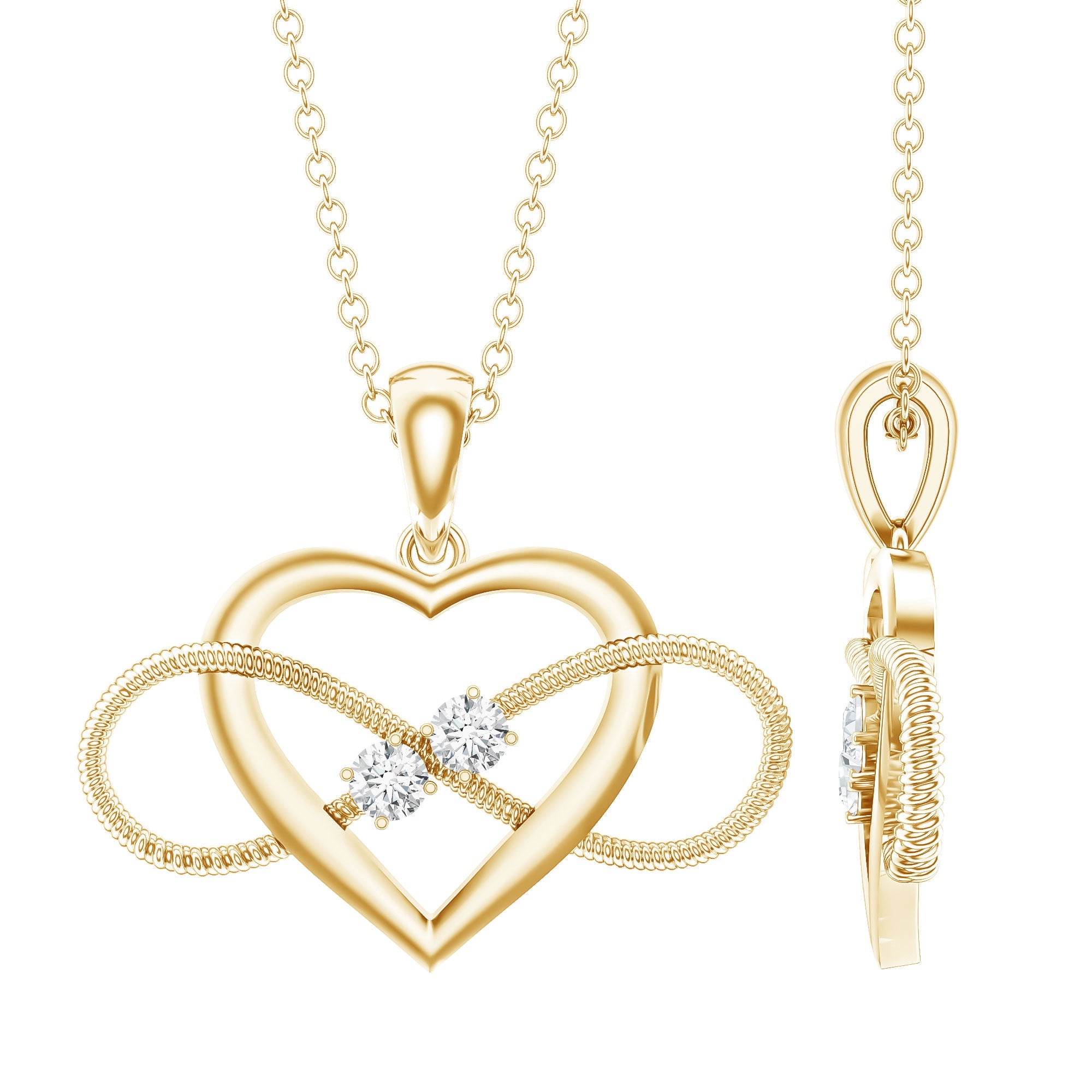 Natural Diamond Infinity Heart Necklace For Her | Pendants | Wiccan Center