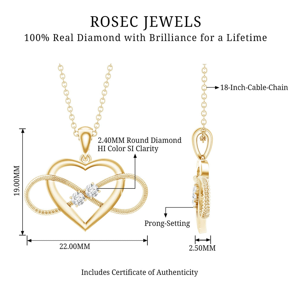 Natural Diamond Infinity Heart Necklace For Her