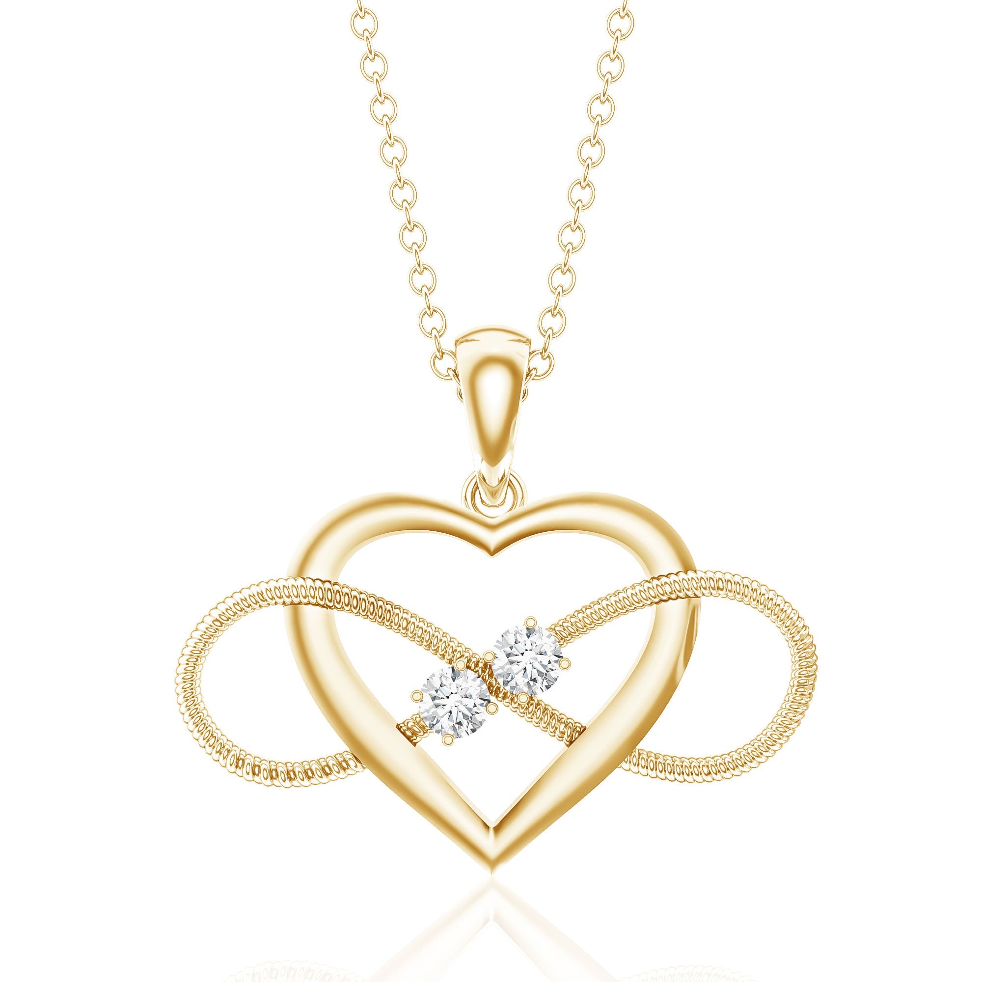 Natural Diamond Infinity Heart Necklace For Her