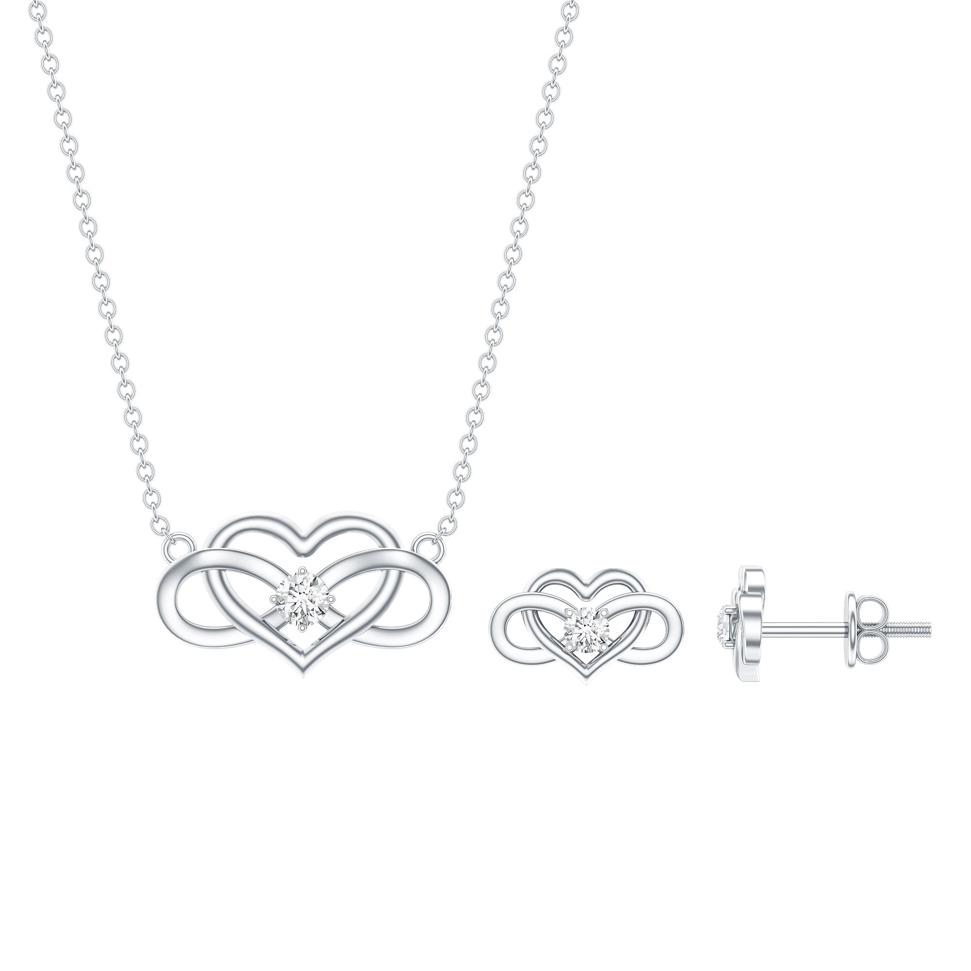 Round Cut Diamond Infinity Heart Jewelry Set | Jewelry Set | Wiccan Center