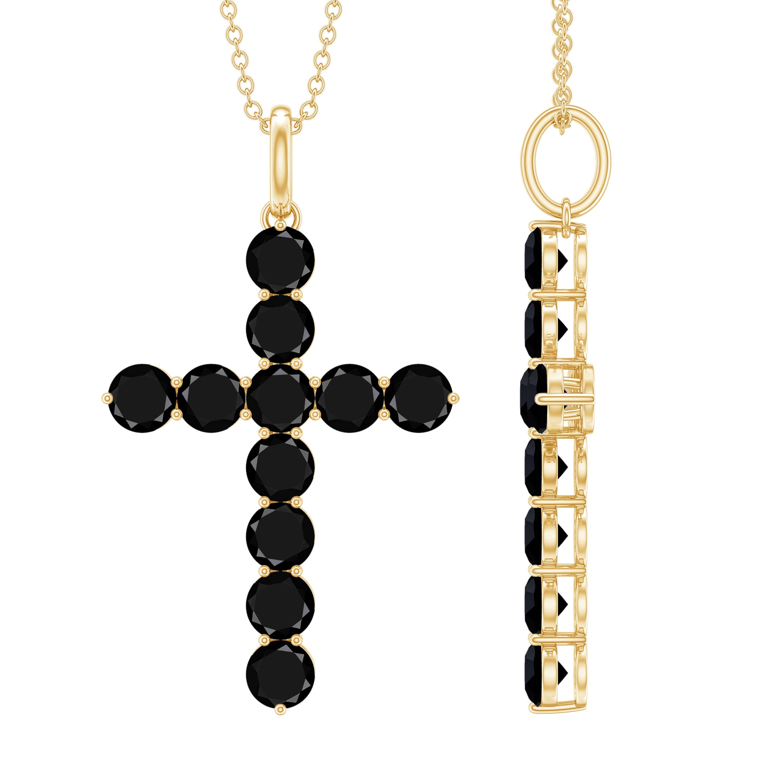 Natural Black Onyx Cross Pendant Necklace for Women | Pendants | Wiccan Center