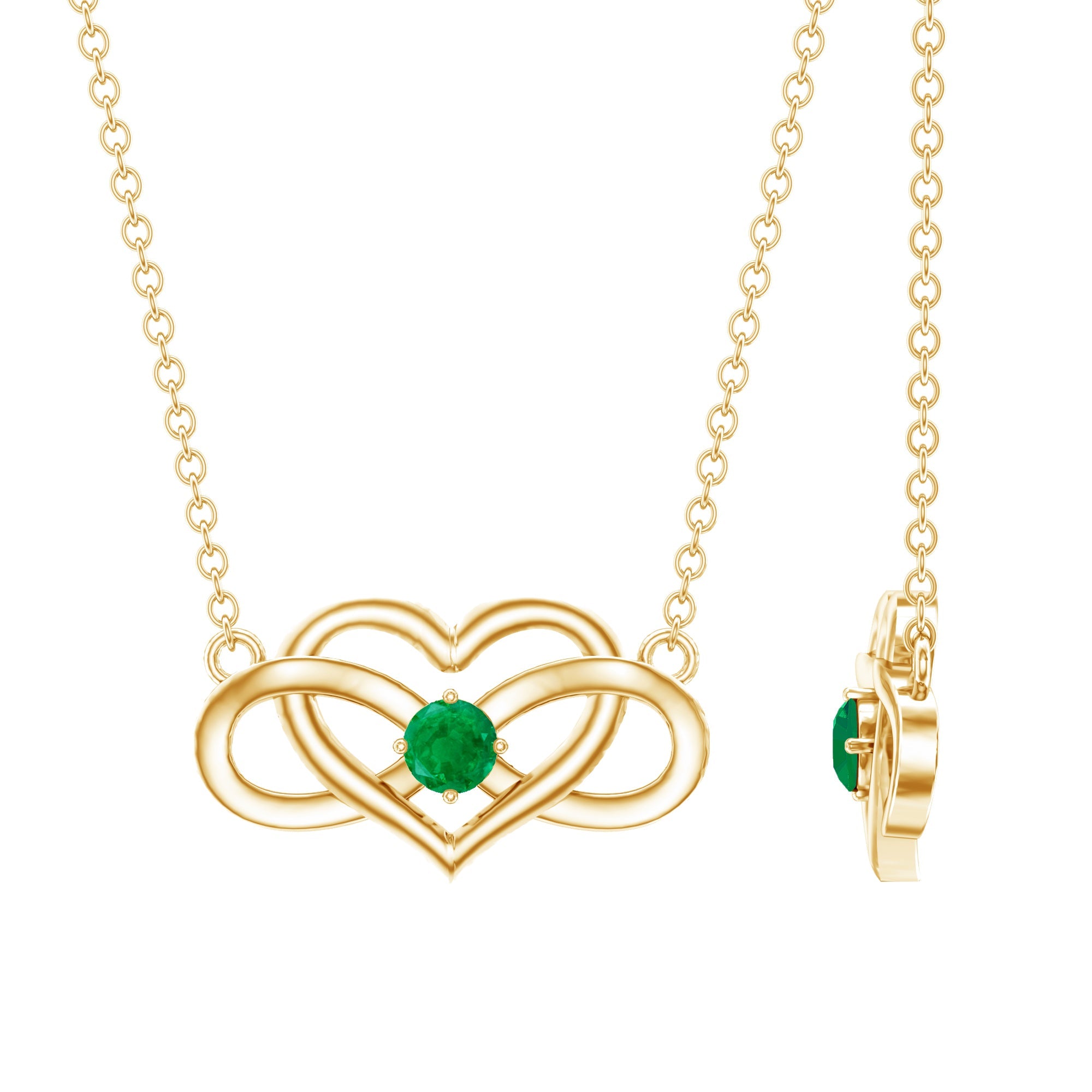 Emerald Heart and Infinity Chain Necklace for Women | Pendants | Wiccan Center