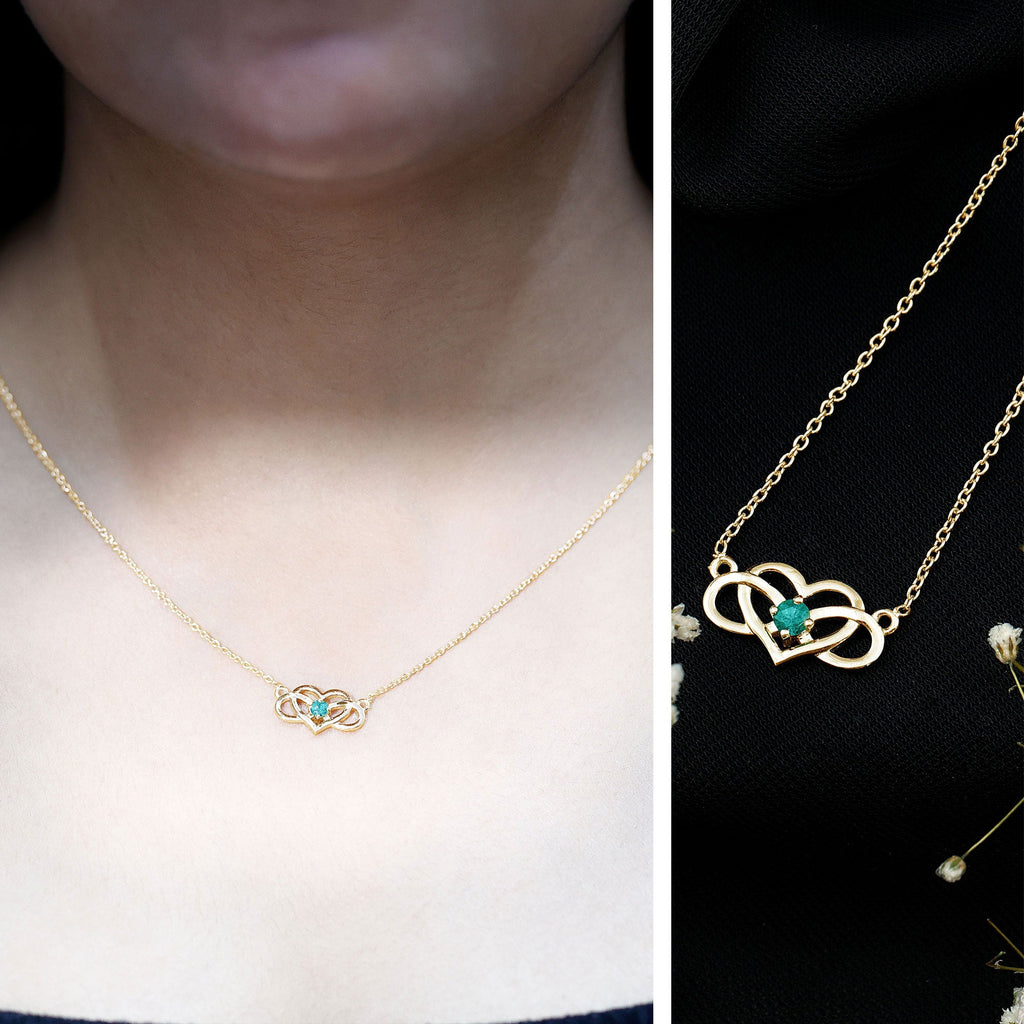 Emerald Heart and Infinity Chain Necklace for Women