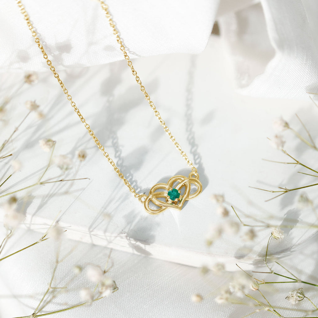 Emerald Heart and Infinity Chain Necklace for Women