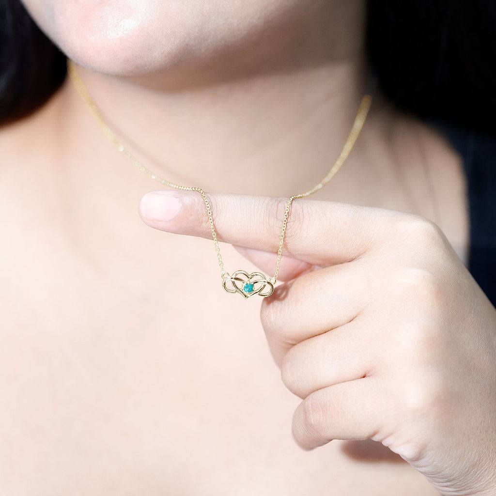 Emerald Heart and Infinity Chain Necklace for Women