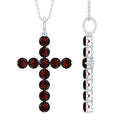 Genuine Garnet Cross Pendant Necklace