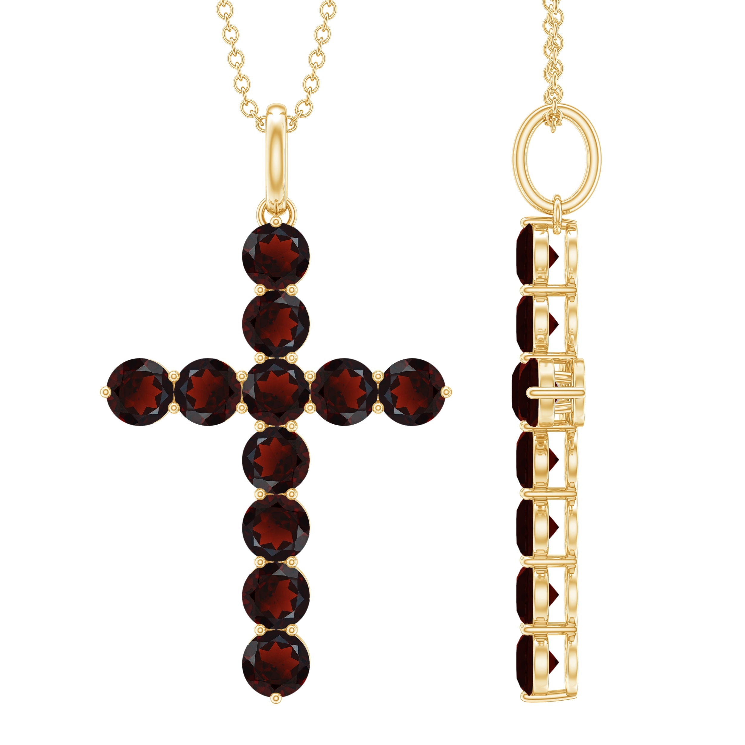 Genuine Garnet Cross Pendant Necklace | Pendants | Wiccan Center