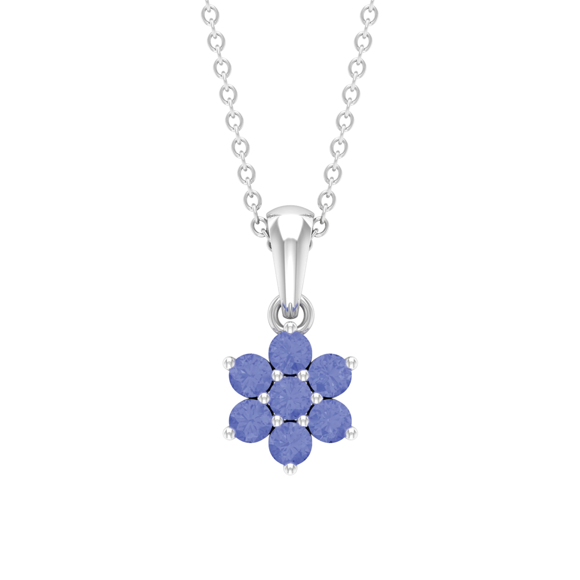 Natural Tanzanite Flower Cluster Pendant Necklace
