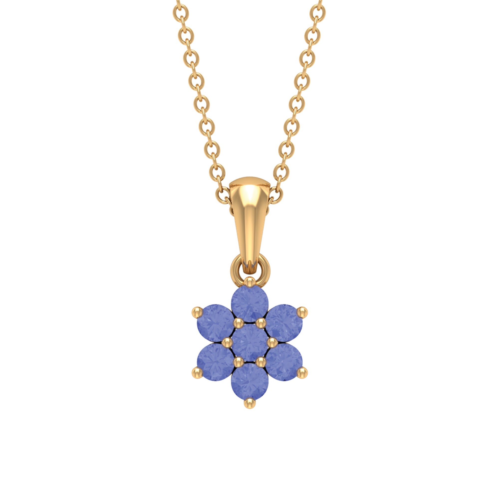 Natural Tanzanite Flower Cluster Pendant Necklace | Pendants | Wiccan Center